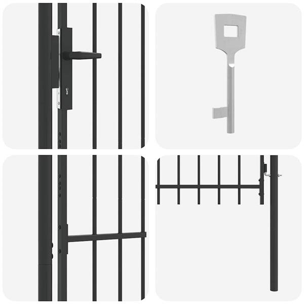 Grote foto vidaxl hekpoort grijs 100 x 150 cm poedercoated staal tuin en terras hekken en schuttingen