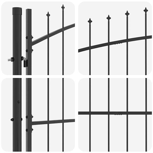 Grote foto vidaxl tuinpoort met slot grijs 125 x 400 cm staal tuin en terras hekken en schuttingen