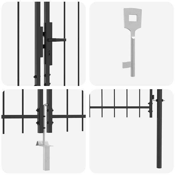 Grote foto vidaxl tuinpoort met slot grijs 125 x 300 cm staal tuin en terras hekken en schuttingen