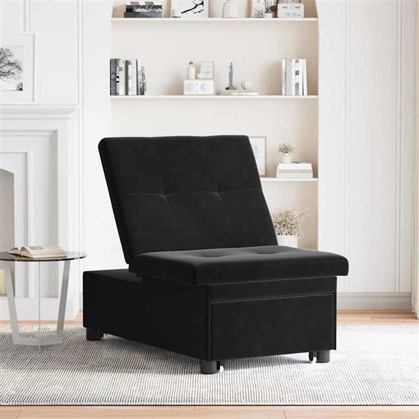 Grote foto vidaxl slaapbank zwart 67 x 194 x 38 cm fluweel huis en inrichting bankstellen