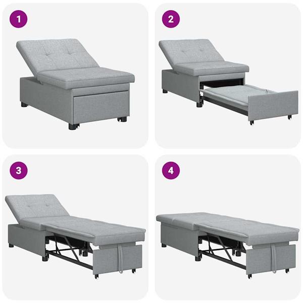 Grote foto vidaxl sofa bed lichtgrijs 194 x 67 x 37 cm stof huis en inrichting bankstellen