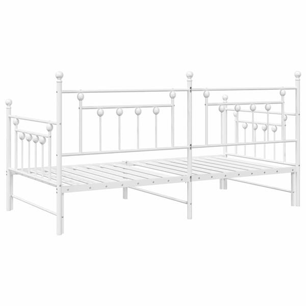 Grote foto vidaxl bedframe voor een daybed met hoofdeinde wit 90 x 200 cm staal antiek en kunst stoelen en banken