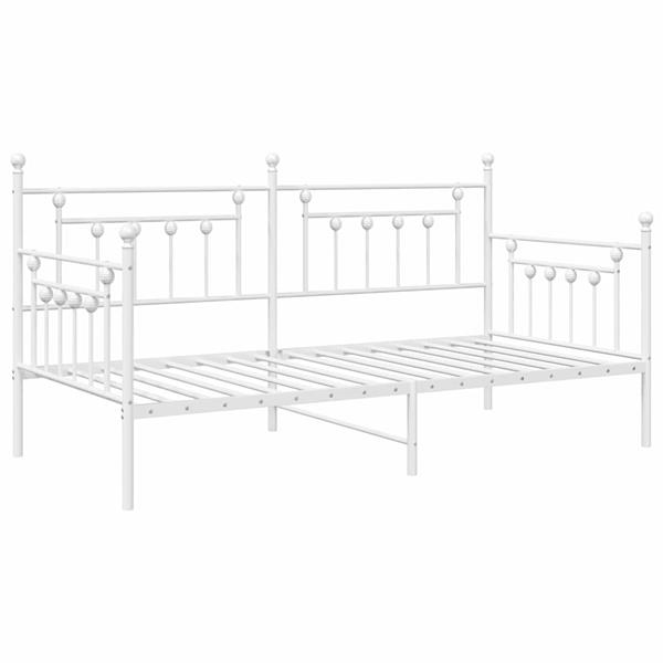 Grote foto vidaxl bedframe voor een daybed met hoofdeinde wit 100 x 190 cm staal antiek en kunst stoelen en banken