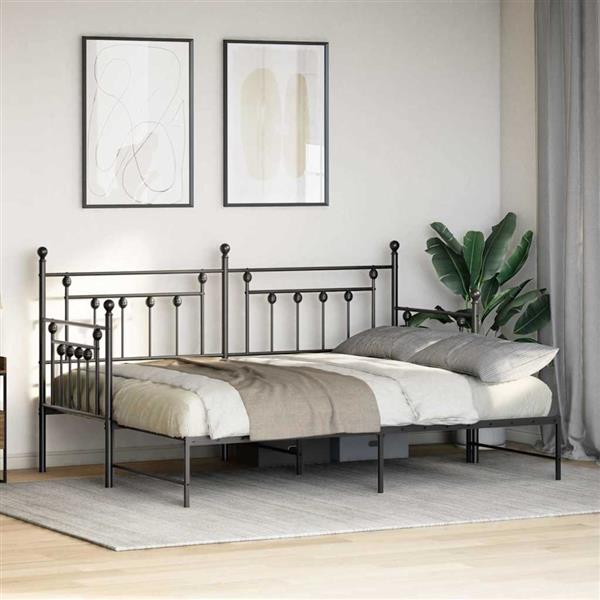Grote foto vidaxl bedframe voor een daybed met hoofdeinde zwart 75 x 190 cm staal antiek en kunst stoelen en banken