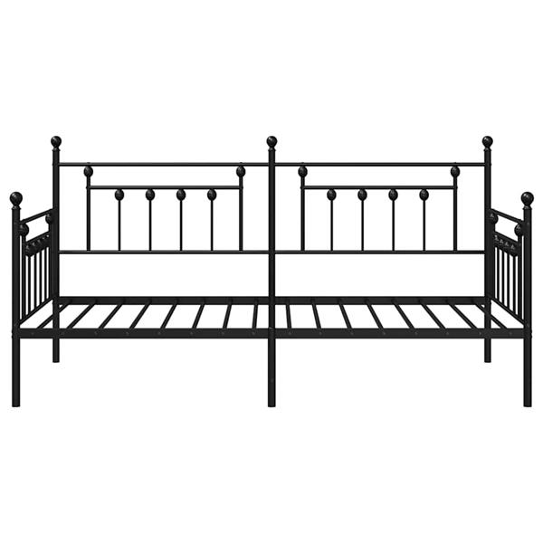Grote foto vidaxl bedframe voor een daybed met hoofdeinde zwart 90 x 200 cm staal antiek en kunst stoelen en banken