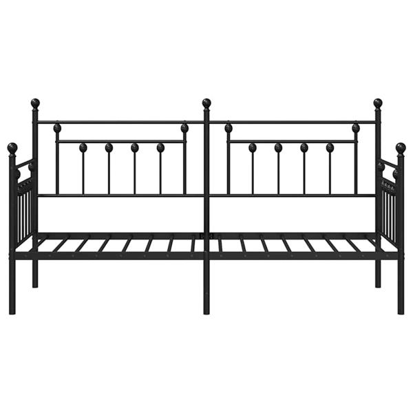 Grote foto vidaxl bedframe voor een daybed met hoofdeinde zwart 75 x 190 cm staal antiek en kunst stoelen en banken