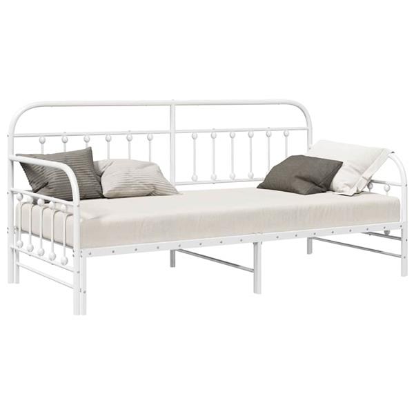 Grote foto vidaxl bedframe voor een daybed met hoofdeinde wit 90 x 200 cm staal antiek en kunst stoelen en banken