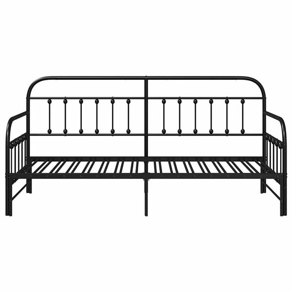 Grote foto vidaxl bedframe voor een daybed met hoofdeinde zwart 90 x 190 cm staal antiek en kunst stoelen en banken