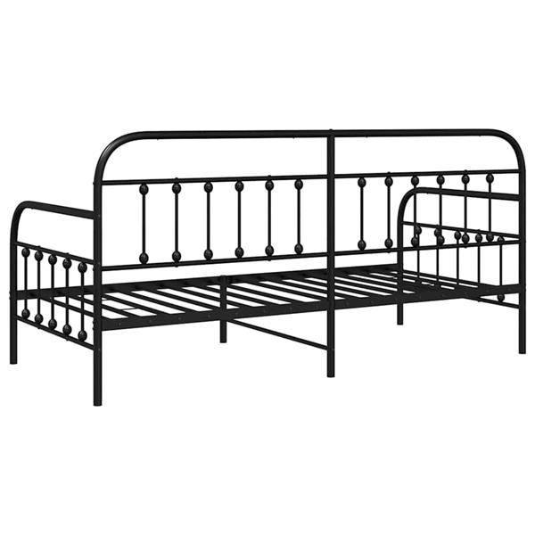 Grote foto vidaxl bedframe voor een daybed met hoofdeinde zwart 90 x 200 cm staal antiek en kunst stoelen en banken