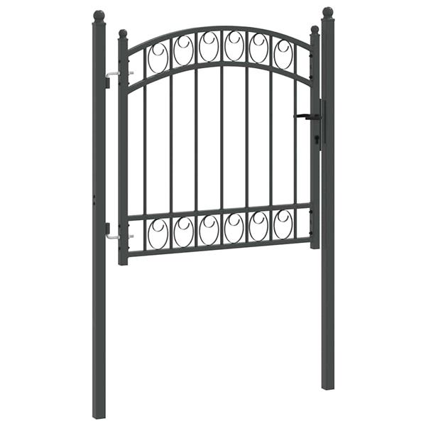 Grote foto vidaxl hekpoort met slot grijs 100 x 100 cm poedergecoat staal tuin en terras hekken en schuttingen