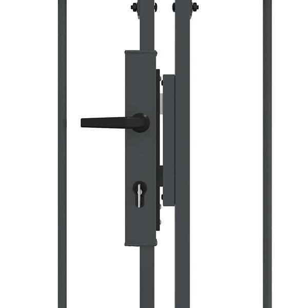 Grote foto vidaxl tuinhekgate met gebogen top grijs 500 x 100 cm staal tuin en terras hekken en schuttingen