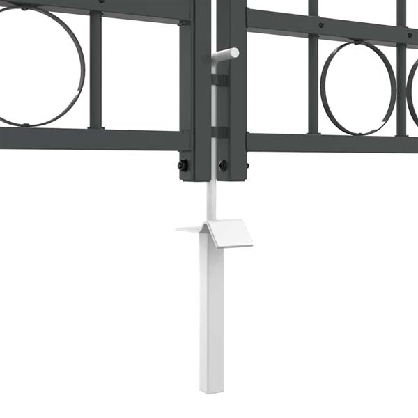 Grote foto vidaxl tuinhekgate met gebogen top grijs 500 x 75 cm staal tuin en terras hekken en schuttingen