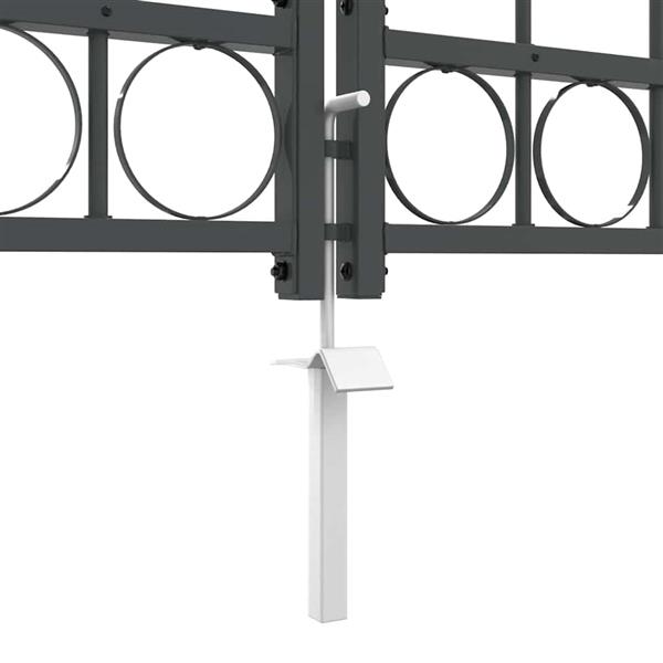 Grote foto vidaxl tuinhekgate met gebogen top grijs 400 x 100 cm staal tuin en terras hekken en schuttingen