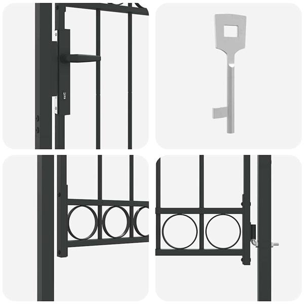 Grote foto vidaxl hekpoort grijs 100 x 125 cm poedergecoat staal tuin en terras hekken en schuttingen