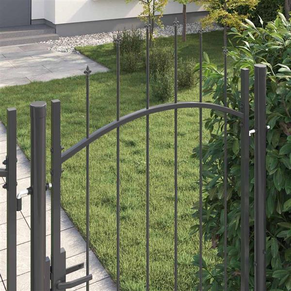 Grote foto vidaxl tuinpoort met slot grijs 200 x 100 cm staal tuin en terras hekken en schuttingen