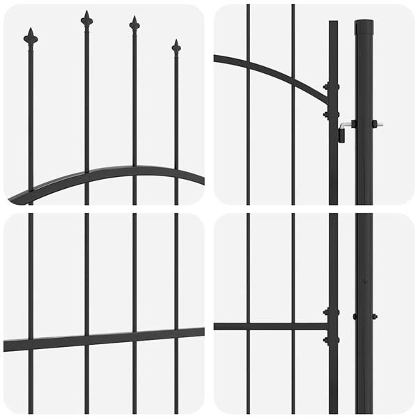 Grote foto vidaxl tuinpoort met slot grijs 200 x 100 cm staal tuin en terras hekken en schuttingen