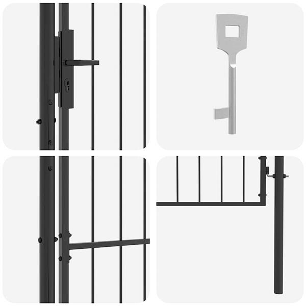Grote foto vidaxl tuinpoort met slot grijs 200 x 100 cm staal tuin en terras hekken en schuttingen