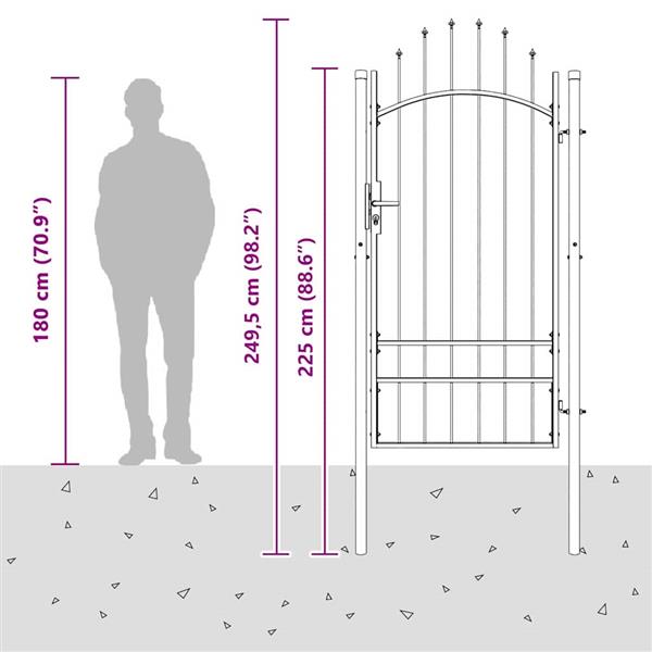 Grote foto vidaxl tuinpoort met slot grijs 200 x 100 cm staal tuin en terras hekken en schuttingen