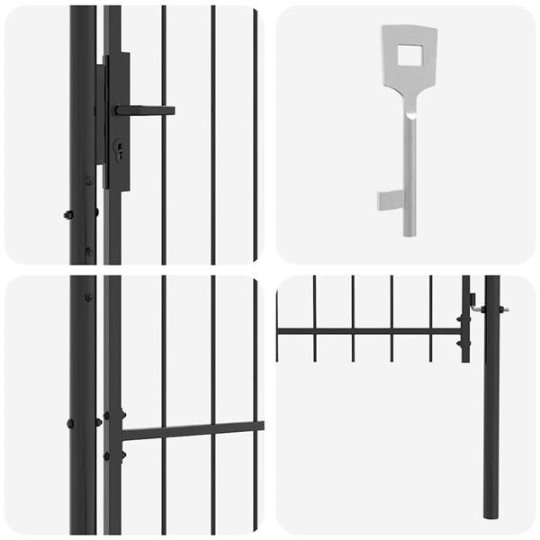 Grote foto vidaxl tuinpoort met slot grijs 125 x 100 cm staal tuin en terras hekken en schuttingen
