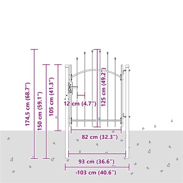 Grote foto vidaxl tuinpoort met slot grijs 125 x 100 cm staal tuin en terras hekken en schuttingen