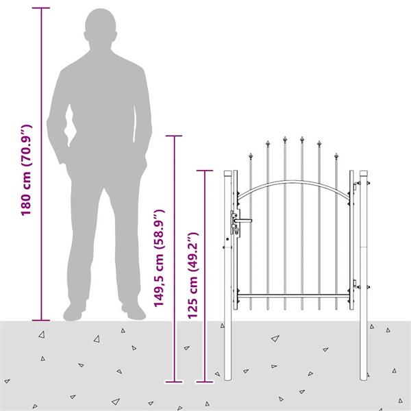 Grote foto vidaxl tuinpoort met slot grijs 100 x 100 cm staal tuin en terras hekken en schuttingen