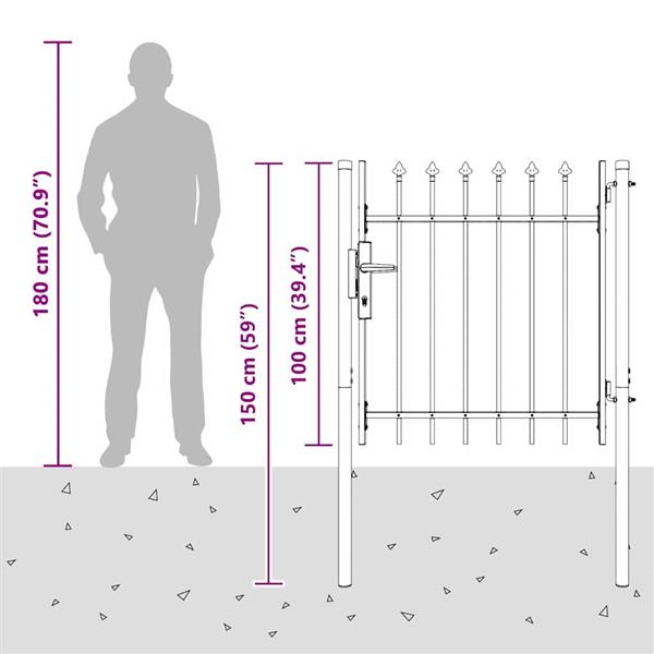 Grote foto vidaxl hekpoort grijs 100 x 100 cm poedercoated staal tuin en terras hekken en schuttingen
