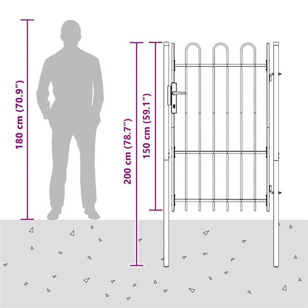 Grote foto vidaxl hekpoort grijs 100 x 150 cm poedercoated staal tuin en terras hekken en schuttingen