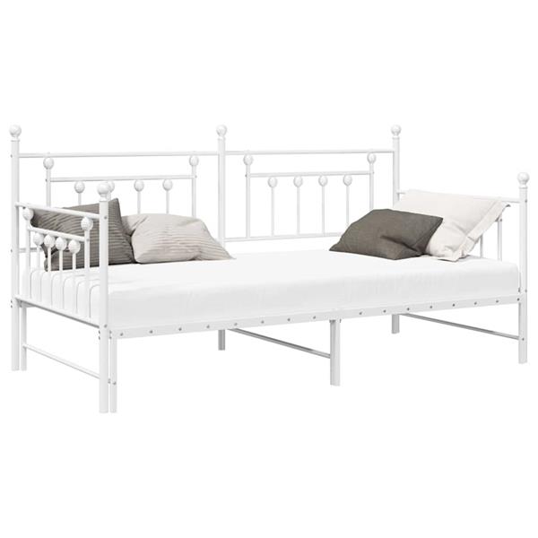 Grote foto vidaxl bedframe voor een daybed met hoofdeinde wit 90 x 200 cm staal antiek en kunst stoelen en banken