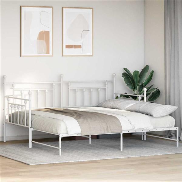Grote foto vidaxl bedframe voor een daybed met hoofdeinde wit 90 x 190 cm staal antiek en kunst stoelen en banken