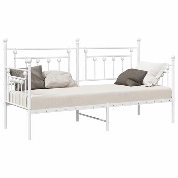 Grote foto vidaxl bedframe voor een daybed met hoofdeinde wit 80 x 200 cm staal antiek en kunst stoelen en banken