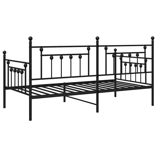 Grote foto vidaxl bedframe voor een daybed met hoofdeinde zwart 90 x 200 cm staal antiek en kunst stoelen en banken