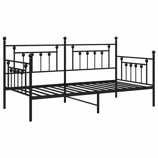 Grote foto vidaxl bedframe voor een daybed met hoofdeinde zwart 90 x 190 cm staal antiek en kunst stoelen en banken