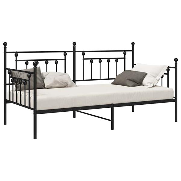 Grote foto vidaxl bedframe voor een daybed met hoofdeinde zwart 90 x 190 cm staal antiek en kunst stoelen en banken