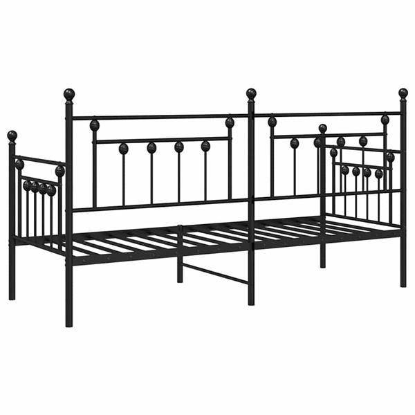 Grote foto vidaxl bedframe voor een daybed met hoofdeinde zwart 80 x 200 cm staal antiek en kunst stoelen en banken
