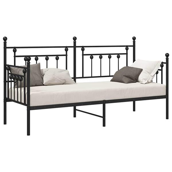 Grote foto vidaxl bedframe voor een daybed met hoofdeinde zwart 75 x 190 cm staal antiek en kunst stoelen en banken