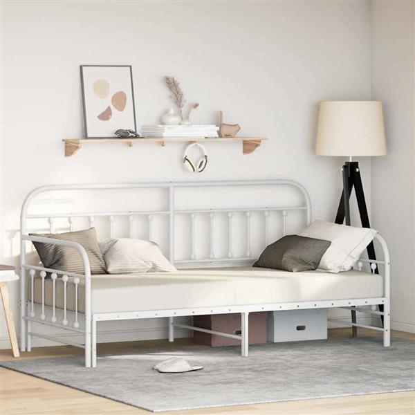 Grote foto vidaxl bedframe voor een daybed met hoofdeinde wit 107 x 203 cm staal antiek en kunst stoelen en banken