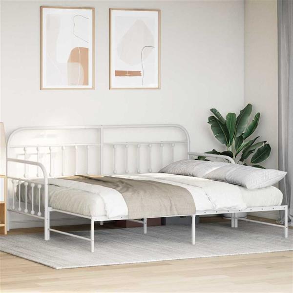 Grote foto vidaxl bedframe voor een daybed met hoofdeinde wit 90 x 200 cm staal antiek en kunst stoelen en banken