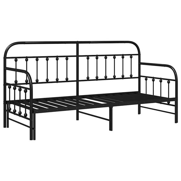 Grote foto vidaxl bedframe voor een daybed met hoofdeinde zwart 80 x 200 cm staal antiek en kunst stoelen en banken