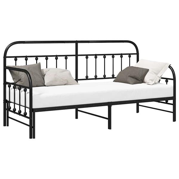 Grote foto vidaxl bedframe voor een daybed met hoofdeinde zwart 80 x 200 cm staal antiek en kunst stoelen en banken