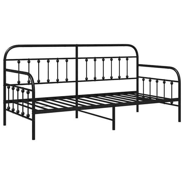 Grote foto vidaxl bedframe voor een daybed met hoofdeinde zwart 90 x 200 cm staal antiek en kunst stoelen en banken