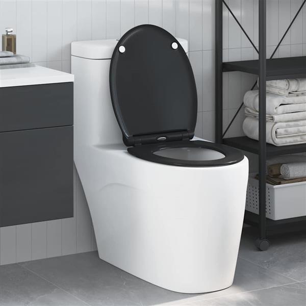 Grote foto vidaxl toiletzitting zwart 45 5 x 37 5 x 3 8 cm duroplast doe het zelf en verbouw sanitair