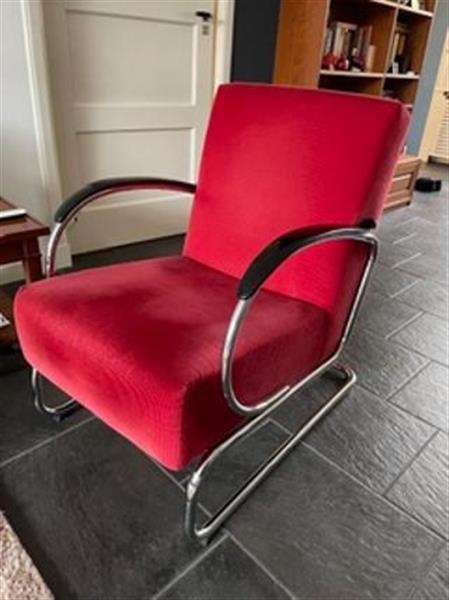 Grote foto gispen design stoel met hocker top design. antiek en kunst stoelen en banken
