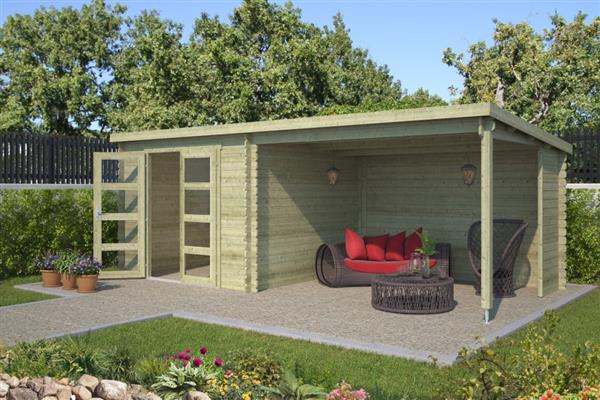 Grote foto blokhut met overkapping manuel 600x275 vuren tuin en terras tuinhuisjes en blokhutten