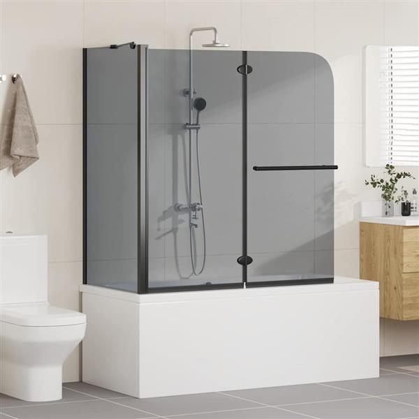 Grote foto vidaxl bi vouw douche omheining donker transparant 120 x 67 x 129 cm doe het zelf en verbouw sanitair