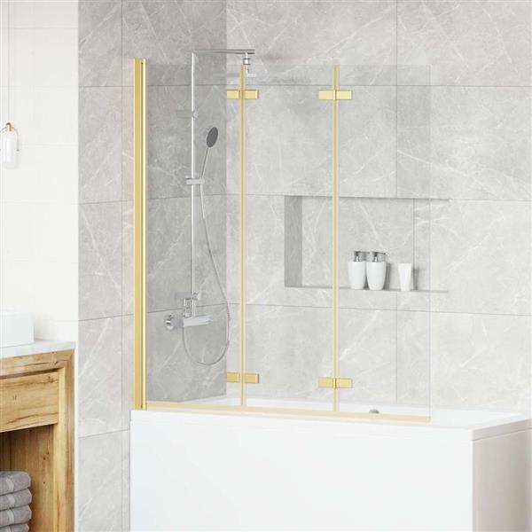 Grote foto vidaxl douche omhulsel goud 130 x 138 cm esg glas en aluminium doe het zelf en verbouw sanitair