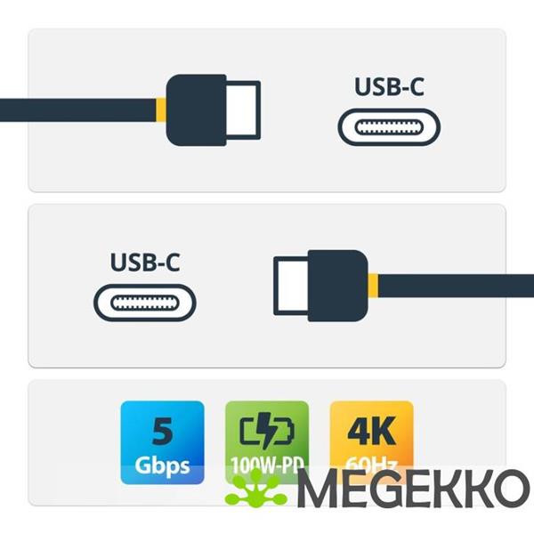 Grote foto startech.com usb 3.2 gen 1 5gbps 100w usb type c usb type c haaks 2m usb if gecertificeerd computers en software overige computers en software
