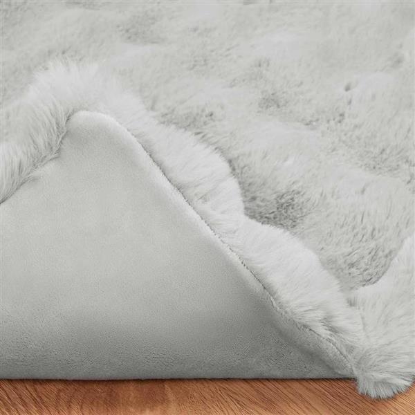 Grote foto vidaxl neppels konijnenbont deken 4 pcs grijs 220 x 240 cm polyester huis en inrichting bedden