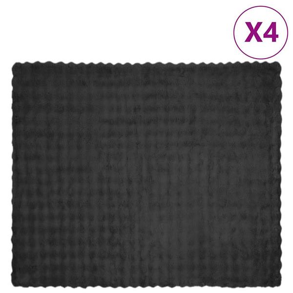 Grote foto vidaxl neppels konijnenbont deken 4 pcs donkergrijs 220 x 240 cm huis en inrichting bedden