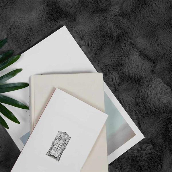 Grote foto vidaxl neppels konijnenbont deken 4 pcs donkergrijs 220 x 240 cm huis en inrichting bedden