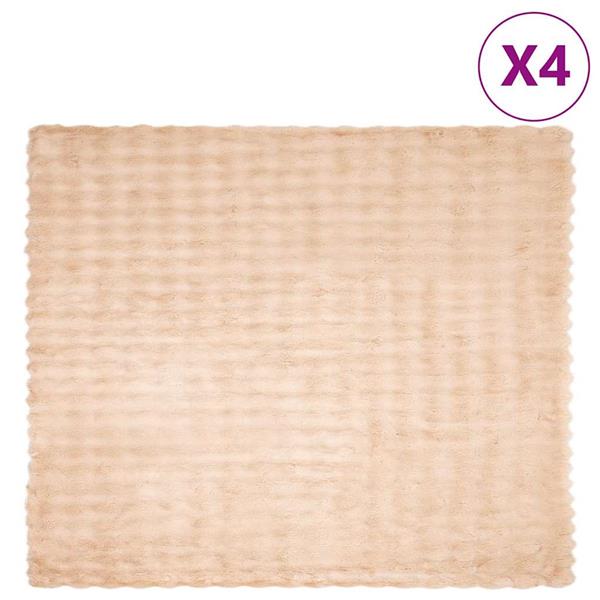 Grote foto vidaxl neppels konijnenbont deken 4 pcs beige 220 x 240 cm polyester huis en inrichting bedden